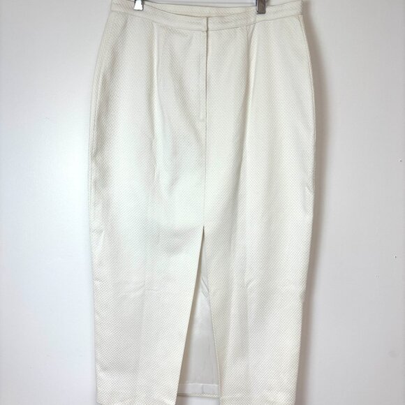 Women’s White & Blue Geometric Power Suit W/Jacket & 2 Skirts - Picture 10 of 16